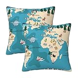Housse de coussin avec fermeture éclair : avec des coutures plates et propres, ces taies d'oreiller de 30,5 x 30,5 cm sont conçues pour résister au démêlement et à la déformation. Avec une ouverture latérale dissimulée avec fermeture éclair, ces housses de coussin motif animal carte du monde sont faciles à remplacer et à enlever. La fermeture éclair invisible assure un look élégant et élégant, ce qui rend ces taies d'oreiller décoratives pratiques et esthétiques