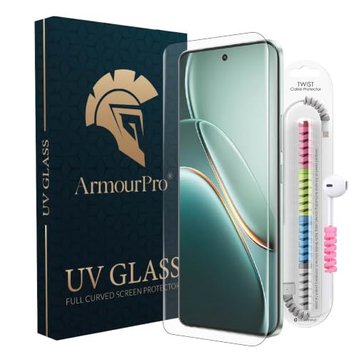 Image of ArmourPro UV Glue Tempered Glass for IQOO Z11 Curved Screen Protector, 9H Anti Scratch, Edge-to-Edge Coverage, HD Clarity, Easy UV Kit with Cable Protector