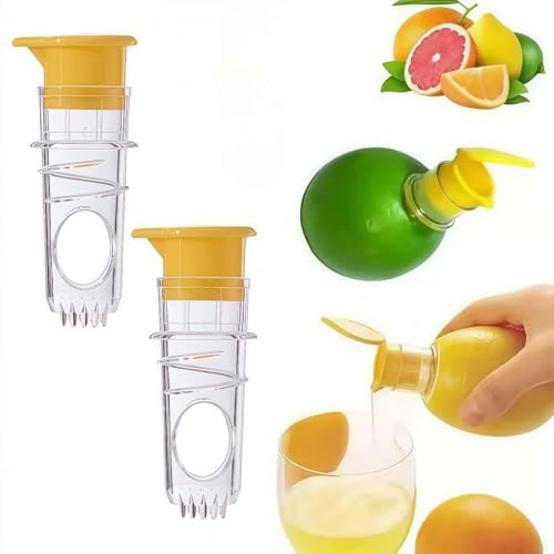 Lanyesky 2 Stück Zitronenpresse I Wiederverwendbare manuelle Zitronenpresse für Zitronen, Orangen, bequemer zu bedienen als jede Zitronenpresse oder -presse (Gelb)