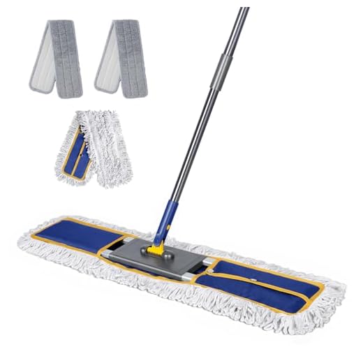 Masthome Wischmopp, Bodenwischer Set mit 4 Wischpads, Mikrofaser Wischmop, Chenille Bodenwischer mit 128cm Griff, Wischer Boden für Hartholz, Laminat, Fliesenboden, Senden 1 Schaber,Rot
