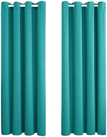 Amazon Brand - Umi Curtains Blackout Soft Thermal Insulated Decorative Nursery Curtains Eyelet Blackout Curtains for Bedroom 46 x 72 Inch Turquoise Two Panels