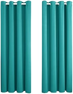 Amazon Brand - Umi Curtains Blackout Soft Thermal Insulated Decorative Nursery Curtains Eyelet Blackout Curtains for Bedroom 46 x 72 Inch Turquoise Two Panels