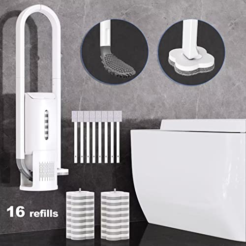Dawusu Toilet Brush Set With 2 Different Brushes.disposable Toilet Bowl Brush With 16 Wand Refills,Golf Silicone Toilet Brush,Wall Mounted Ventilated Holder,Toilet Cleaner For Bathroom,Toilet Scrubber #TOP7