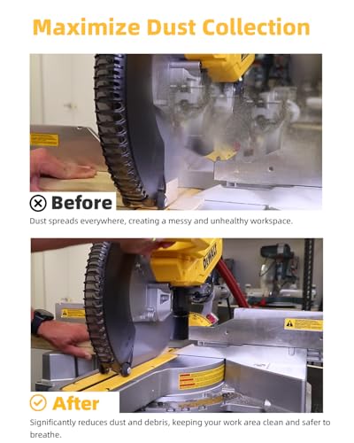 Dust Collection Port for DeWalt DWS779 & DWS780 Miter Saws - 5 Hose Adapters, Maximizes Dust Extraction for Clean Work Environment - Thumbnail 3