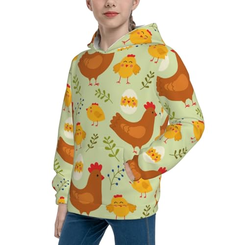 Cute Chicken and Chicks Kid Hoodies Boys Sweatshirts Girls Pullover with Pocket2