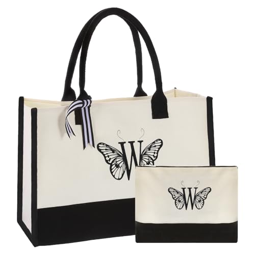 Cadeau personnalisé pour femme sac en toile brodé avec initiale