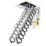 Metal Retractable Ladder for Loft Home Folding Step Ladder Attic pulldown Ladder Hinge 5ft-11ft (Hole Customization,Custom Height)