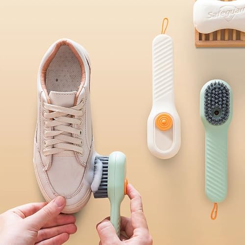 Miniatura 3 de 1 Unidad De Cepillos De Zapatos Multifuncionales De Dispensación De Líquido, Herramienta De Limpieza De Zapatos Para El Hogar, Cepillo De Limpieza De Tipo Presión, Cerdas Suaves