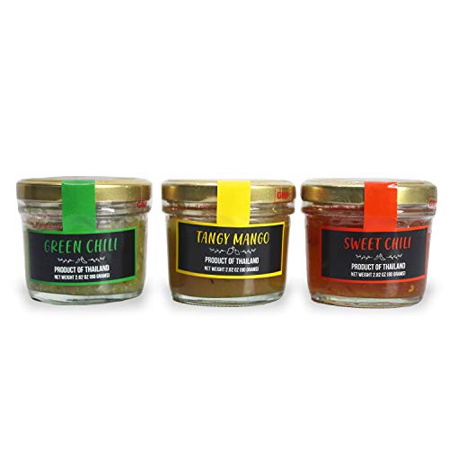 DubbaDip Authentic Thai Dipping Sauce in multiple flavors, Green Chili, Tangy Mango, and Classic Sweet Chili Sauce