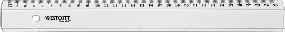 WESTCOTT Plastic Flat Ruler Length 300mm