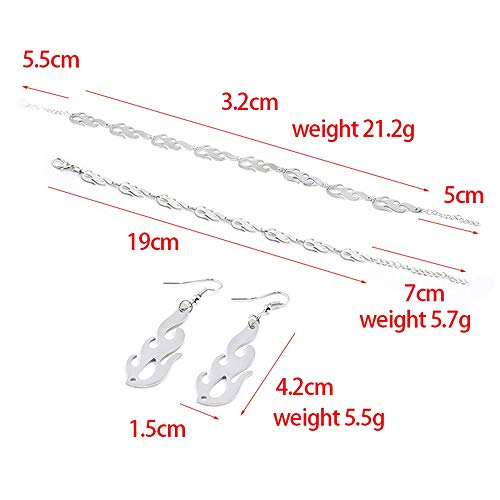 Hip Hop Flame Choker Necklace Earing Set Streetwear Punk Style Gold Black Pendant Necklace Accessory Cool Rock Chain Necklace Jewelry Accessories for Hip Hop Male Female Lovers2