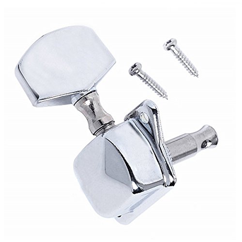 Musiclily 3+3 Guitar Semi-Closed Tuners 3R3L String Tuning Pegs Keys Machine Heads Set For Epiphone Les Paul Style Electric Guitar Or Acoustic Guitar Replacement, Chrome #TOP3