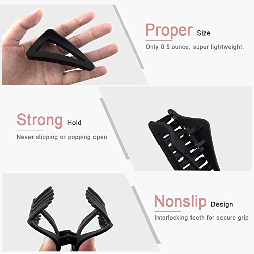 Medium Hair Clips For Women Girls Fine Hair, Nonslip French Hair Claw Clips For Thin/Medium Thick Hair, Strong Hold Matte Hair Jaw Clips Triangle Hair Claws Hair Clamps With Gift Box, Black #TOP3