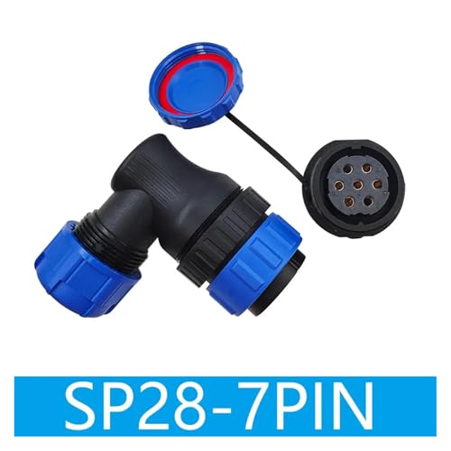 Conector SP28 de 7 pines en ángulo impermeable IP68 para cables industriales 3