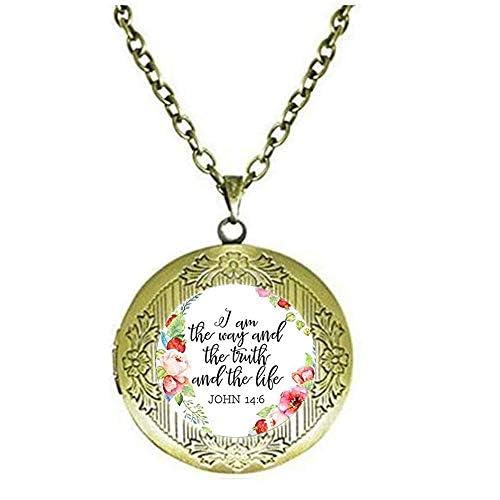 DWQYFTH Jesus Jewelry I am The Way of Truth and Life John 14:6 �L���X�g�������e�L�X�g�p�^�[�� ���P�b�g�l�b�N���X