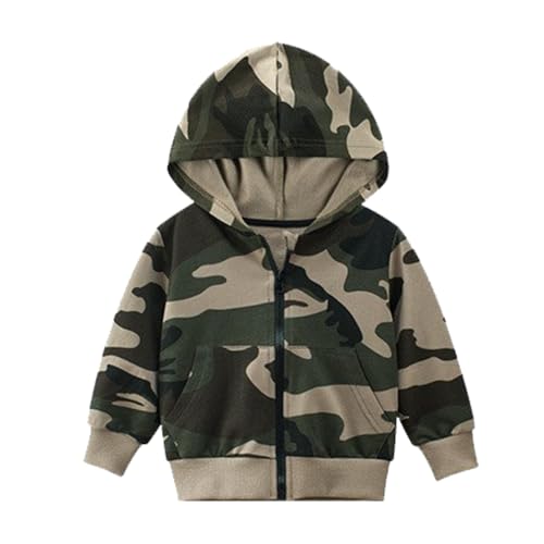 Boys' Long Sleeve Hoodie Sweatshirt Zip Up Sweater with Hood Rainbow Patchwork Soft Brushed Zipper Coat for Boys 2-10 Years