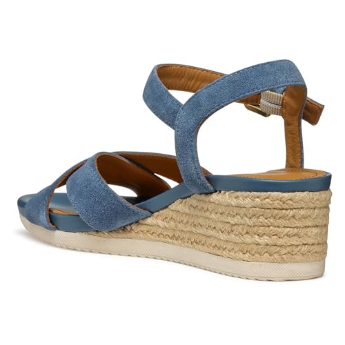 Geox D ISCHIA Corda B, Sandalo con Zeppa Donna, Avio, 39 EU