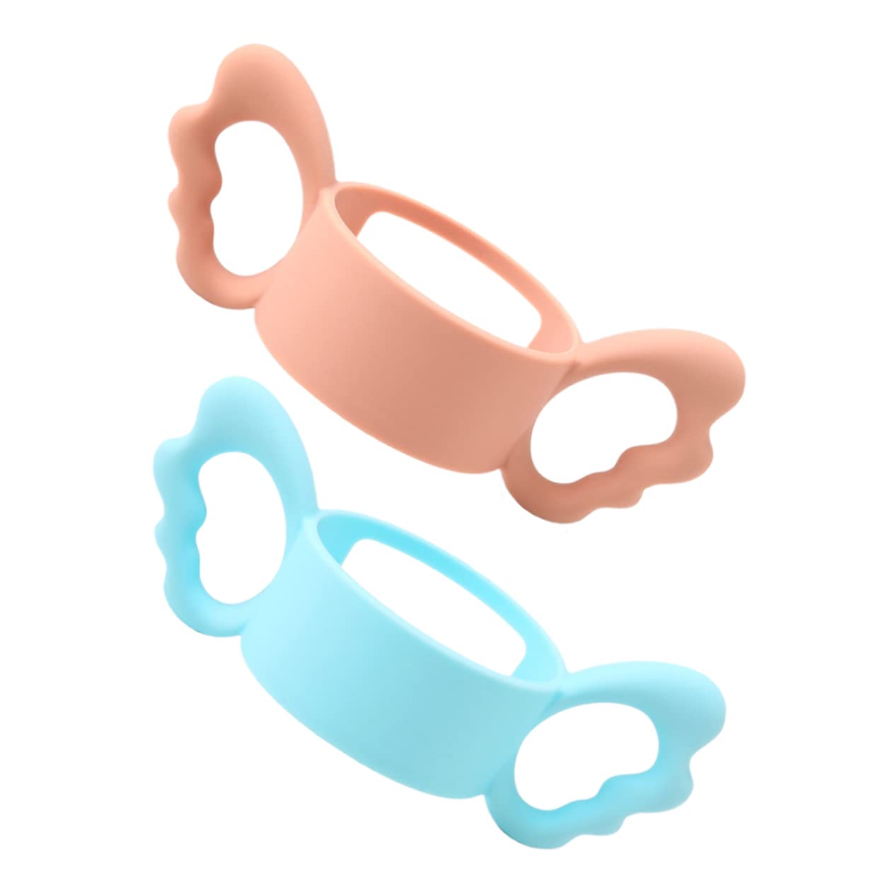 2Pcs Ergonomic Silicone Feeding Bottle Handles Non Slip Design for Easy Grasp for Includes and Colors Compatible with Wide Neck Bottles