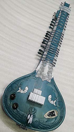 Sitar. Classic Indigo Polish Indian Carved Cedar Acoustic Electric Niladri Kumar Style #TOP24