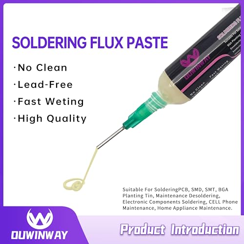 Image of 30cc No Clean Solder Flux Paste For Electronics With 2-pack 10Feet Solder Wick Spool
