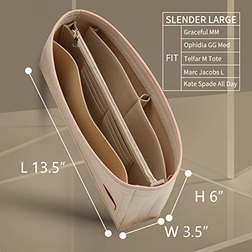Image of Doxo Purse Organizer Insert & Base Shaper, Felt Handbag & Tote Bag Fit LV Graceful MM More(Beige,SL)