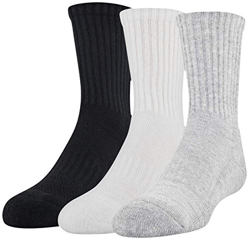Under Armour Youth Training Cotton Crew Socks, Multipairs , True Gray Heather 2 (3-Pairs) , Small #TOP1
