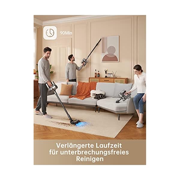 Dreame R20 Kabelloser Staubsauger, 190AW Starke Saugkraft, 90min Lange Laufzeit, Schmutzerkennung, LED-Bildschirm, blaues LED-Licht, kein verwickeln, ideal für Hausreinigung, Tierhaare, Teppiche – Bild 5