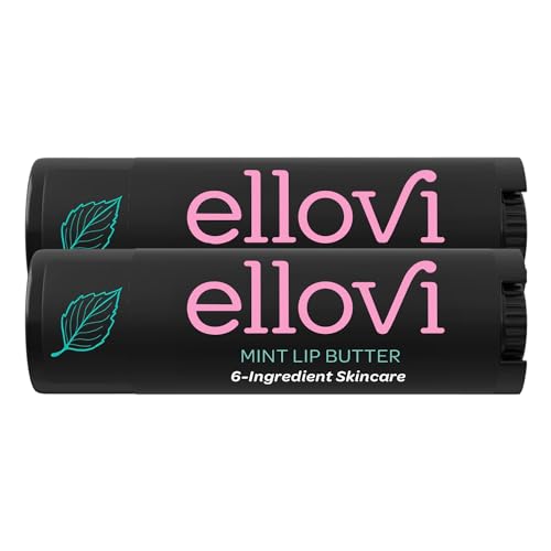 Ellovi Natural Lip Butter Lip Balm – Mint Vegan Lip Moisturizer (2 Pack)