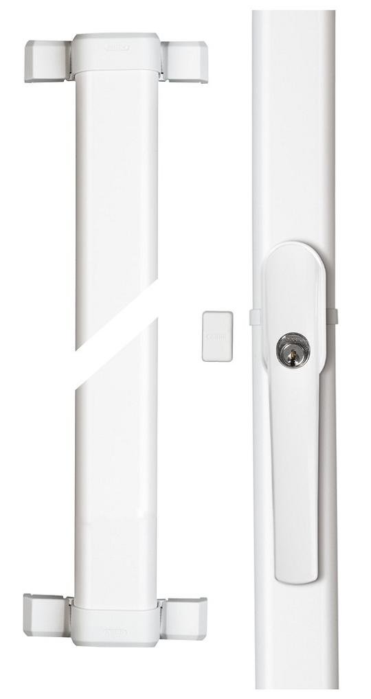 Abus Fos550A Al0145 Spranga con Blocco, Serratura a Spinta con Cilindro e Allarme, Chiave Maestra, Livello di Sicurezza: 10, 07301, Bianco