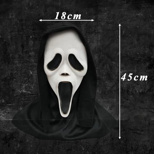 Kuataty Masken Horror Latex Maske für Herren und Damen, Gruselige Masken Kostüm für Halloween Party, Maskenball, Fasching, Karneval