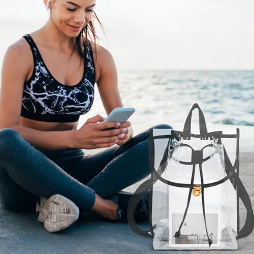 Mochila escolar transparente de PVC impermeable con asas reforzadas 2