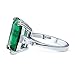 BERRICLE Sterling Silver Solitaire Simulated Emerald Emerald Cut Cubic Zirconia CZ Statement Cocktail Fashion Ring for Women, Rhodium Plated 8.5 Carat