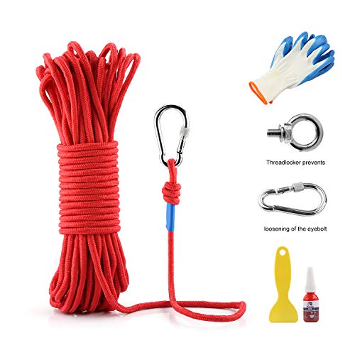 Wukong Double-Sided Fishing Magnets Set,960 LBS Pulling Force Strong Neodymium Magnet with Heavy Duty Rope for Magnet Fishing,2.95" Diameter - Magnet for River or Lake Fishing
