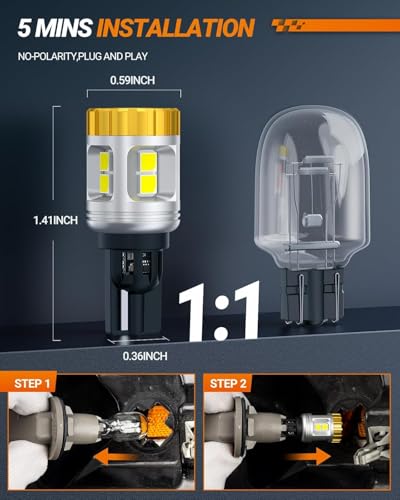 Image of SEALIGHT 921 LED Bulbs Reverse Light 6000K White T15 Backup Light, 1200% Super Bright 912 W16W 906 904 902 922 921 LED Light Bulb for Tail Light Bulb (2PCS)