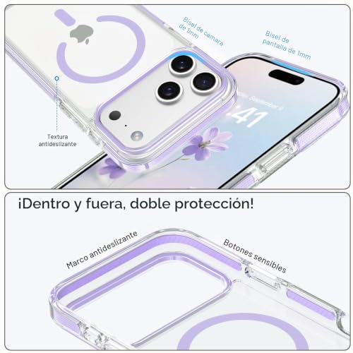 Miniatura 5 de VENINGO Funda Magnética para iPhone 17 Pro 6.3", Transparente/Morado