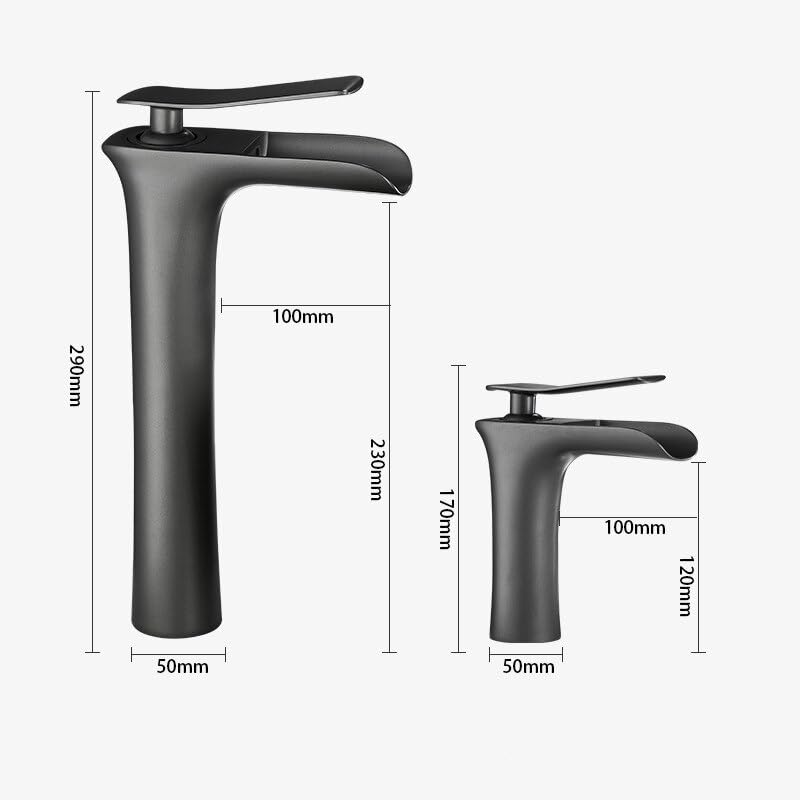 Robinet de lavabo cascade gris pour vasque haute de salle de bain - 2
