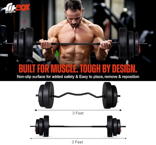Image of FitBox Sports Adjustable - Weights | Curl Rod | Barbell Rod - Strength Training Equipment for Men & Women, Compact and Versatile