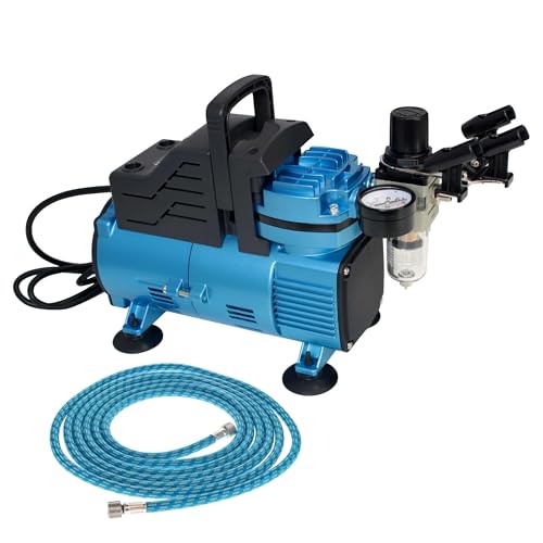 Image of Master Airbrush 1 /5 HP Cool Runner Dual Fan Air Compressor Kit Model TC-420 | Professional Single-Piston with 2 Cooling Fans, Longer Running Time without Overheating, Regulator Water Trap Holder