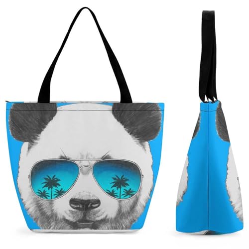 Sac à main panda femme bandoulière grand sac shopping voyage cabas toile