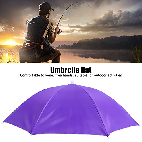 Haowecib Umbrella Hat, Waterproof Foldable Portable Polyester Fishing Cap Elastic Headband Easy To Wear Sun Rain Multifunction Headwear Umbrella Hat For Fishing Golf Camping Beach(Purple) #TOP1