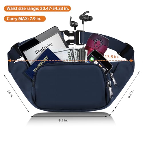 Image of Large Fanny Pack for Women Men - Syican Waist bag with 3-Zipper Pockets, Gifts for Enjoy Sports Traveling Workout Casual Hands-Free crossbody bags Fits MAX 7.9'' iPad & 6.6'' Phone