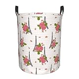 Cesto portabiancheria a torre con rose, impermeabile, con manici, per vestiti sporchi, per camera da letto, accessori estetici essenziali