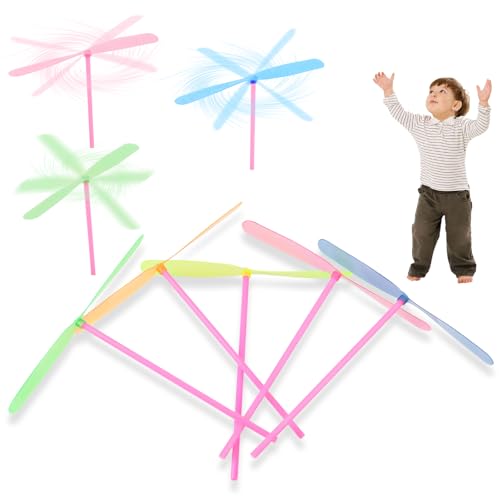 TIVUNORON 50 Piezas Juguete Hélice Libélula, Juguete Libélula Voladora, Juguetes Voladores de Plástico, Juegos Al Aire Libre, Infantiles Pequeño Regalo de Fiesta, Color Aleatorio