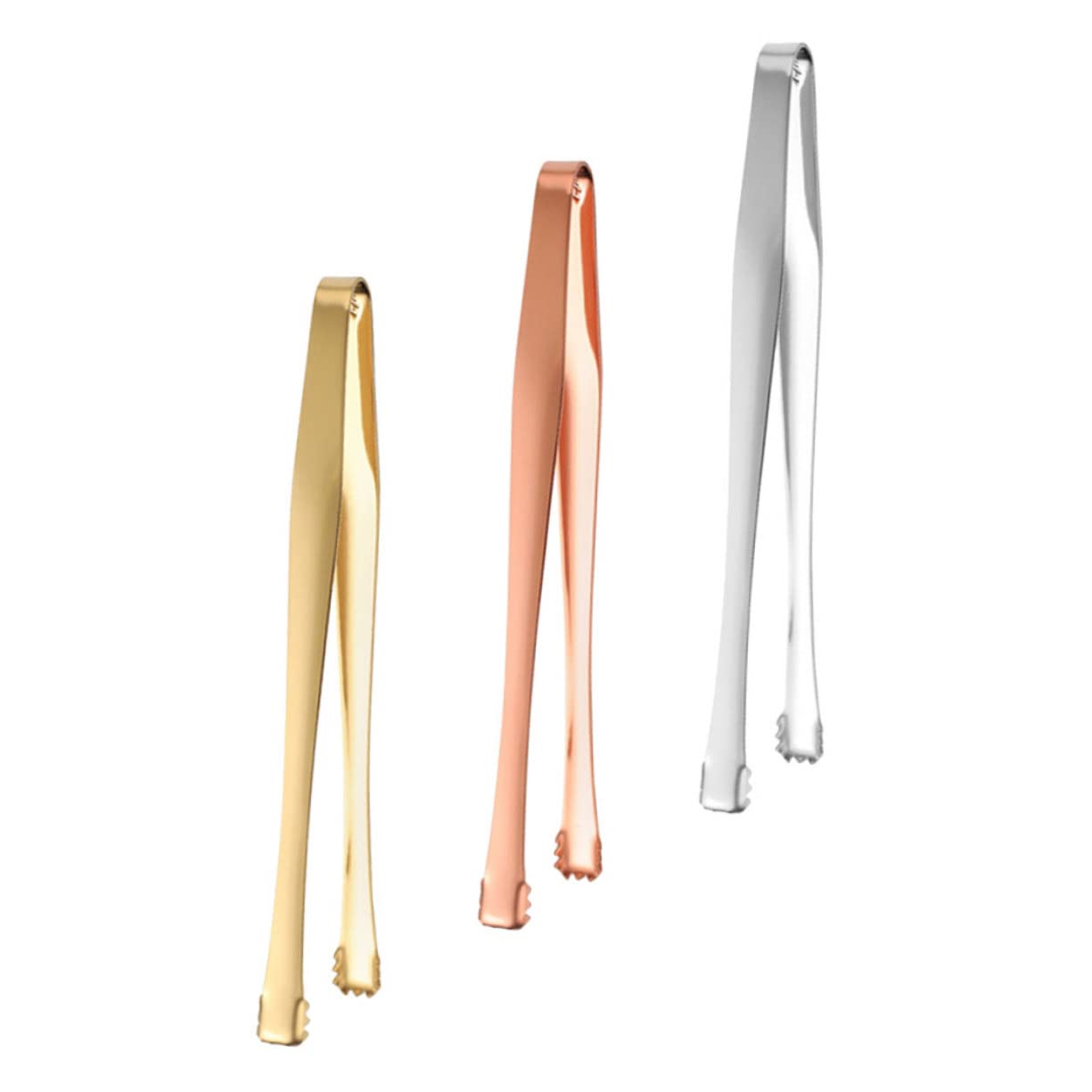 OFFSCH 3Pcs Stainless Steel Ice Tongs Slip Serving Tongs for Ice Cubes Sugar Cubes and More Kitchen Tools for Restaurants and Cafes