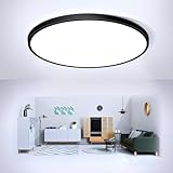 24W Black LED Flush Mount Ceiling Light, 6500K Daylight White Bathroom Light, 2000LM, Flat Modern Round Lighting, 240W Equivalent White Ceiling Lamp for Kitchens, Hallway, Bedrooms.etc. 10.6in/27cm