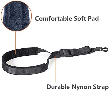 Saxophone Neck Strap Soft Padded Sax Strap for Alto Tenor Saxophone Baritone Soprano Clarinet Horn Music Beginners with Thick Swivel Sheepskin Suede Villus Snap Hook thumbnail