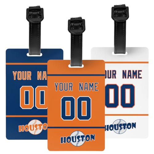 Houston Luggage Tag 2 Packs Customized Any Name and Number Bag Tag Label for Men