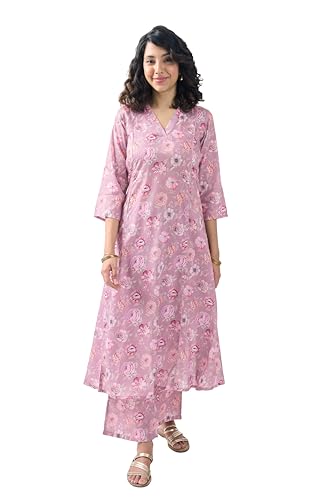 Toochki Salwar Suit For Women | Two Piece Salwar Suit For Women | Cotton Salwar Suit | Light Pink Floral Printed Salwar Suit | Rayon Salwar Suit | Ethnic Salwar Suit