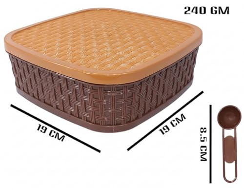 Image of Masala Box Set - 7 in 1 | BPA Free Plastic Spice Container | Multipurpose 7 Compartment Masala Rangoli Dabba | Kitchen Storage Organizer Box (19 cm, Brown)