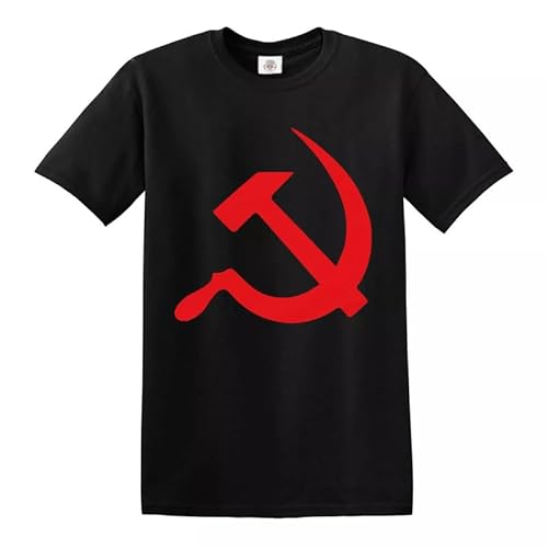 Trend Gear T-shirt soviétique de l'URSS marteau et faucille pour homme CCCP Russie Lénine Cadeau fantaisie T-shirt, Noir , 5XL